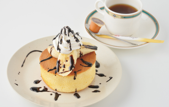 ファミリーレストランフタバヤ　チョコバナナ パンケーキセット